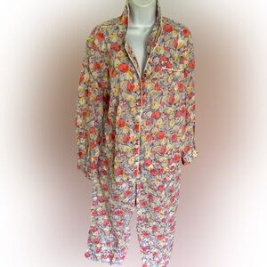 Cath Kidston Multicolor Floral Pajama Set- L orange , yellow pink.  All cotton